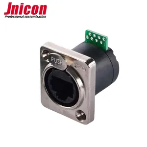 Jnicon fábrica RJ45 90 graus painel IP65 impermeável 8 pin sinal conector