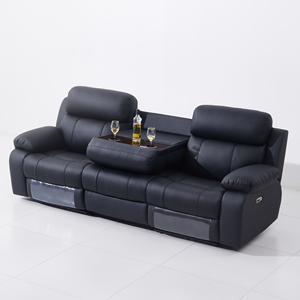 Moderno de lujo cómodo cine en casa de <span class=keywords><strong>3</strong></span> <span class=keywords><strong>plazas</strong></span> de cuero sala de estar sofás eléctrico reclinable sofá conjunto con bandeja de mesa desplegable - Product Image 3