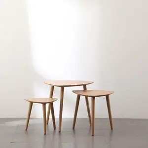Фабричная мебель для гостиной, стол для центров, набор из трех кофейных столиков треугольной формы, маленький деревянный современный чайный столик
