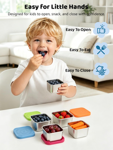 Contenedor Apilable de Acero Inoxidable de 6oz para Alimentos, con Tapa de Silicona, para Niños, para Ensaladas, Dulces, Mantequilla, Frutas, Venta al Por Mayor - Product Image 4