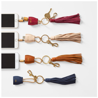 Porte-clés en cuir personnalisé avec cordon USB, porte-clés suspendu avec câble USB pour charger le téléphone