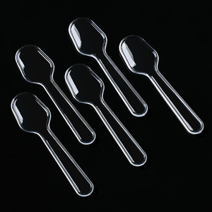 Mini-cuillères jetables en plastique transparent PP de 7,5 cm pour dégustation de desserts et fêtes, emballées individuellement - Product Image 1