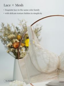 Soutien-gorge en dentelle ajustable pour femme, confortable, avec rassemblement latéral, anti-affaissement, léger, bonnet fin, maintien solide - Product Image 3