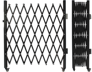 Barrière de sécurité accordéon doublement pliable en acier 7,1x12,5 pi, extensible, traitée thermiquement, industrielle, à roulement à 360° - Product Image 1