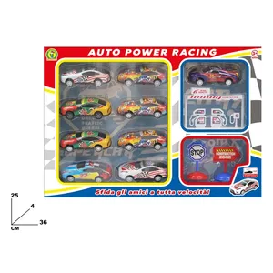 Juego de 8 coches de juguete Auto Power Racing con señales de tráfico y gasolinera para niños de 3 años en adelante - Product Image 2