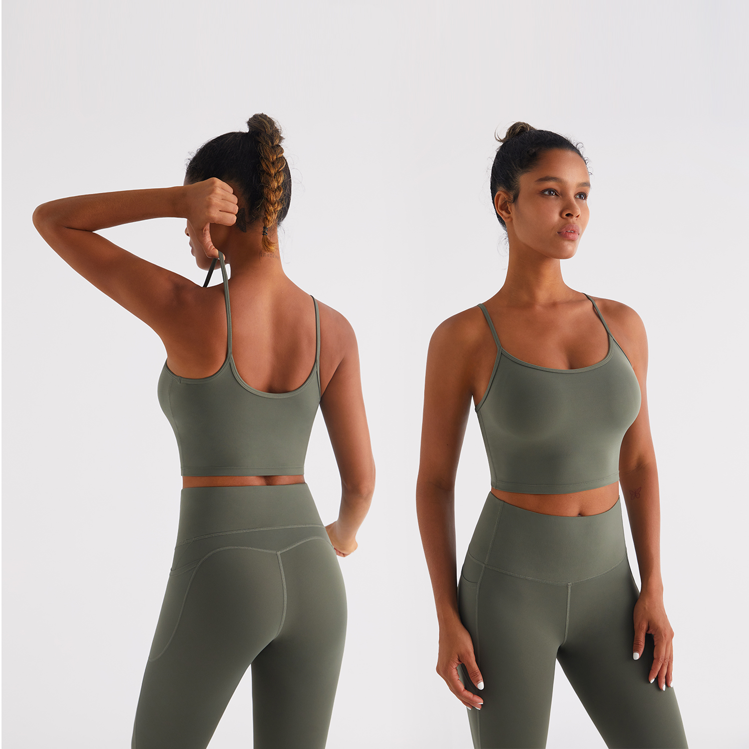 Ribbed Knit Yoga Sports Bra Tank Top U Neck Racerback Padded Workout Crop Top for Women Gym Pilates Hiking