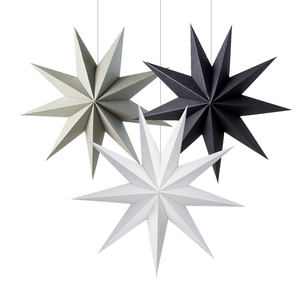 Offres Spéciales 30CM fait à la main découpé à neuf branches étoile ornements de noël suspendus étoiles pendentif floqué <span class=keywords><strong>tissu</strong></span> étoile lanterne anniversaire - Product Image 3