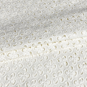 Harvest 3D Eyelet Floral <strong>White</strong> Cotton <strong>Voile</strong> Embroidered 100% Cotton Lace Fabric for Women Dress Blouses - Product Image 5