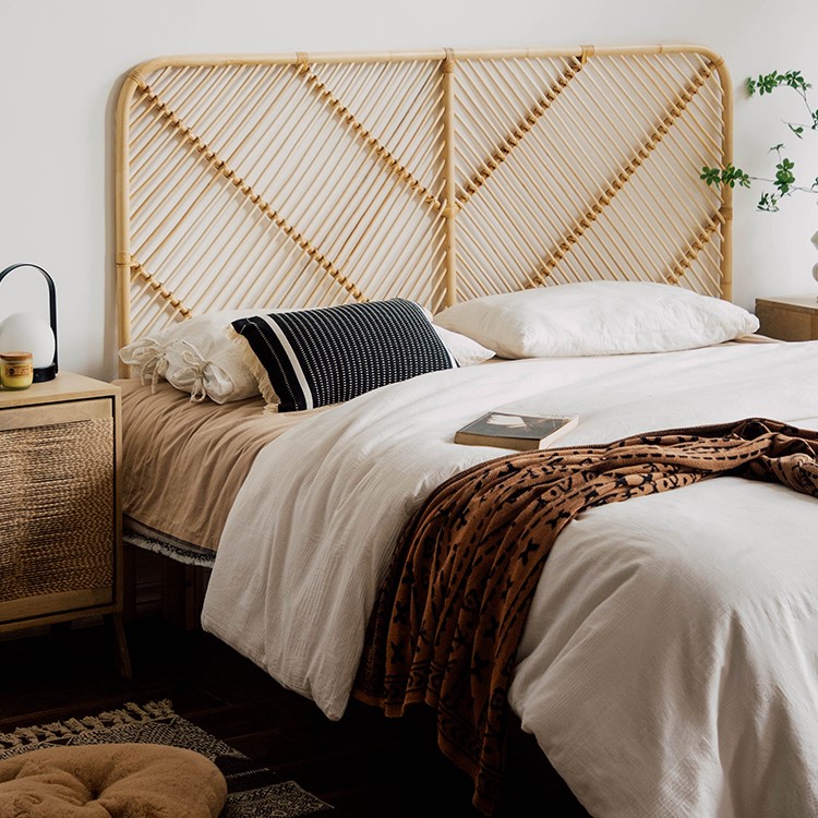 Мебель для спальни, тростниковая кровать, Королевский размер, натуральная ротанговая плетеная кровать