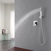 Ensemble de douche mural HONGDEC en or brossé avec douchette à main et mitigeur chaud/froid pour salle de bain