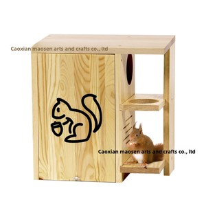 Nid suspendu en bois pour écureuils, boîte d'élevage pour animaux de jardin, mangeoire à oiseaux en bois massif, maison pour hamsters - Product Image 5
