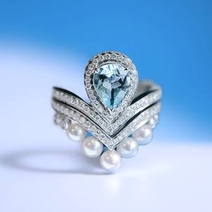 10657DIY Pearl Accessories S925 Silver Ring Empty Holder <b>Concealer</b> Silver Jewelry Holder with 11-13mm Round Beads - Product Image 1