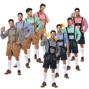 Vente flash - Costume d'Oktoberfest pour homme - Chemise <span class=keywords><strong>à</strong></span> carreaux bavaroises allemandes - Shorts Lederhosen - Product Image 5