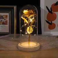 Rose sous cloche en verre avec lumières LED, cadeau pour maman, femme, petite amie, fleurs et plantes immortelles
