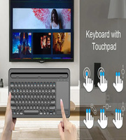 Dokunmatik Yüzeyli ve Telefon Tutucu Özellikli Sessiz Tıklamalı Kablosuz Klavye, Tablet/Telefon/Dizüstü Bilgisayar Ofis Kullanımı için Çift Modlu Klavye