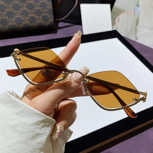 Semi Rimmed Diamond Shape <b>Sunglasses</b> Women UV400 PC Frame Type 3 Sunshades Durable Cross Border Style - Product Image 5