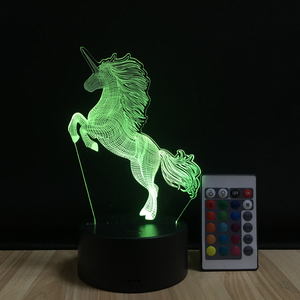Lampe LED USB <span class=keywords><strong>3D</strong></span> en forme de <span class=keywords><strong>licorne</strong></span>, lumière multicolore, Illusion acrylique, luminaire décoratif d'intérieur, nouveau modèle, idéal pour noël - Product Image 2