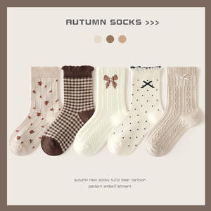 ถุงเท้ายาวปานกลางยาวปานกลางสำหรับผู้หญิง, ถุงเท้า WZ50ถุงเท้าเจ้าหญิงผูกโบว์ลูกไม้ญี่ปุ่นถุงเท้าเด็ก - Product Image 6