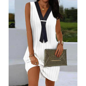 เดรสแขนกุดมีจีบสีขาวของผู้หญิงเดรสงานพรอมทรงหลวมวินเทจสำหรับ2023ลำลองฤดูร้อน - Product Image 3