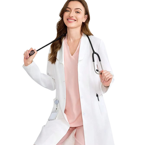 Blouse de laboratoire blanche personnalisée avec LOGO, à manches longues, pour médecin, hôpital, clinique, robe chirurgicale unisexe, uniforme médical en tissu peigné - Product Image 1