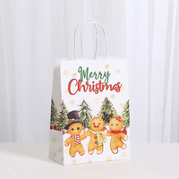 Sac de courses personnalisé imprimé à prix d'usine, recyclable, thème Noël, en papier kraft avec poignée pour emballage cadeau de fêtes