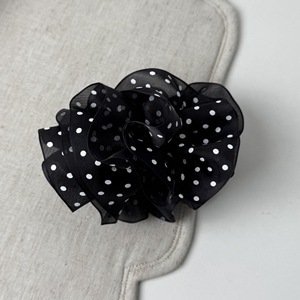 Pince à cheveux élégante à pois en maille, couleur unie, pince banane pour femme - Product Image 5