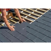 Bardeau de toiture en ardoise naturelle perforé, noir anthracite, à face fendue, pour toitures de villas, résidentielles et commerciales