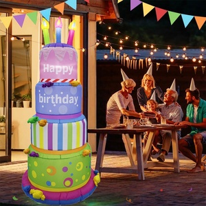 Decoraciones inflables de pastel de <span class=keywords><strong>Feliz</strong></span> Cumpleaños de 8 pies, decoraciones inflables <span class=keywords><strong>para</strong></span> patio de vacaciones iluminadas al aire libre - Product Image 6
