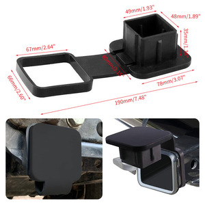 Bouchon anti-poussière pour crochet de remorquage de voiture, couvercle de protection à bouche carrée de 2 pouces, en caoutchouc noir pour Ram 1500 Dodge - Product Image 1