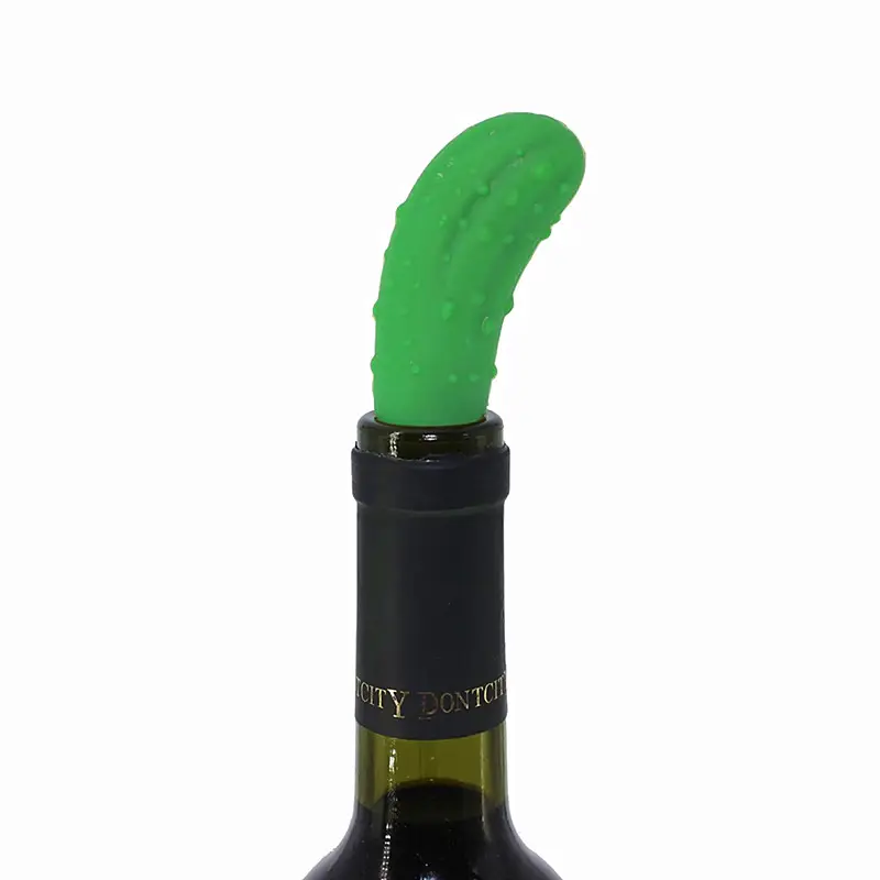الخيار على شكل سيليكون النبيذ الفلين مضحك زجاجة نبيذ سدادة قابلة لإعادة الاستخدام النبيذ سدادة