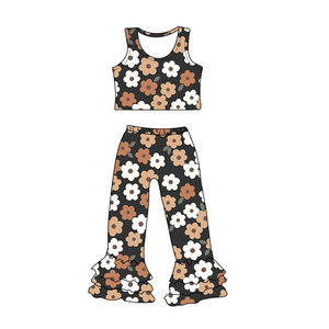 Conjuntos de dos piezas de moda para el Día de San Valentín, camisola, pantalones de campana, tela de seda de leche, traje para niños de recién nacido a 16 años - Product Image 6
