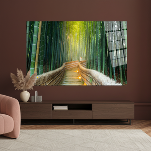 Arte Impreso en Lienzo: Decoración Zen de Bosque de Bambú Iluminado por el Sol, ARTE EN VIDRIO TEMPLADO - Product Image 2