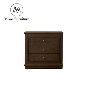 Modern Brown <strong>Antique</strong> Stained Wooden 3 Drawer nightstand set 2 Cabinet Hotel Bedroom Furniture Hotel Apartment <strong>Bedside</strong> <strong>Table</strong> - Product Image 1