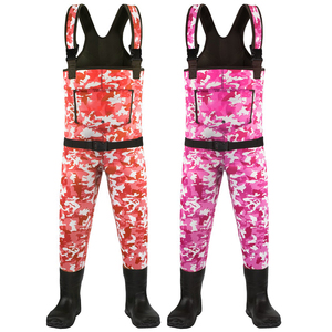 Vente en gros de waders de pêche en néoprène camouflage rose pour enfants et filles - Product Image 6