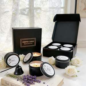 Juego de 4 Velas de Cera de Soja Negra LANJO - Caja de Regalo Ecológica de Aromaterapia con 4 Aromas para Decoración Navideña y Meditación - Product Image 3