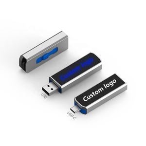 Aiaude push and pull métal logo lumineux otg clé usb type c otg double usb 3 en 1 clé usb pour <span class=keywords><strong>iphone</strong></span>/<span class=keywords><strong>ipa</strong></span> - Product Image 1