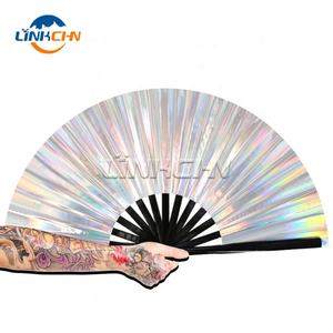 Ventilador plegable de PVC con logotipo personalizado y marco de bambú - Product Image 5