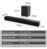 Soundbar TV 70W dengan Subwoofer Box, Speaker Nirkabel, Sistem Suara Surround Home Theater, Aux/USB/Optical/Coaxial/RCA