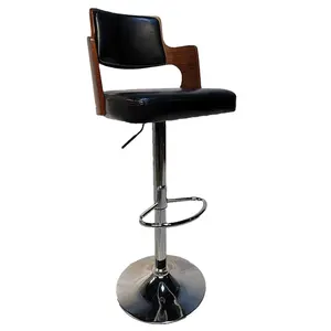 Cushions kursi Bar tinggi dapat disesuaikan dengan bangku Bar kayu belakang bantal hitam bulat dapur tinggi perdagangan ekspor