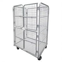 Chariot industriel pliable à quatre roues en acier, structure de conteneur de stockage, capacité de charge de 500 kg pour entrepôt