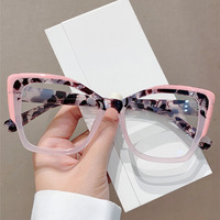 Lunettes pour femmes de style européen et américain, monture complète anti-lumière bleue haut de gamme, personnalisées, color-block, style œil de chat, même style