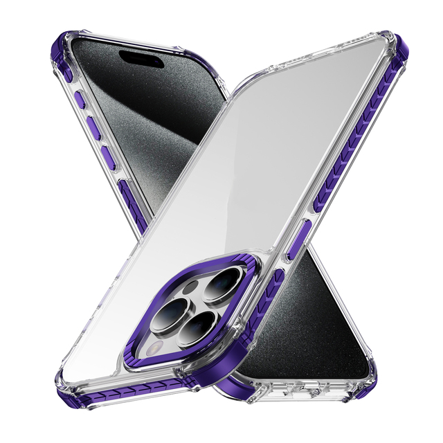 Colorful Metal Lens Frame Cell Phone Case for iPhone 15 Pro Max 11 12 13 Pro 16E 14 17Air 8 Plus Clear Tpu Shockproof Case Cover