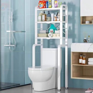 Soportes de Almacenamiento Plegables de Metal de Dos Niveles para Lavadora y Inodoro, Diseño Moderno y Simple, Soporte de Baño para Montar en el Suelo - Product Image 2