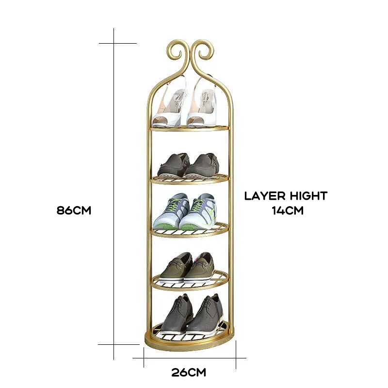 ヨーロピアンスタイルの鳥かごタイプの金属製の靴ラック新しいデザイン簡単に組み立てられた鉄の円筒形の店とホームディスプレイの靴の棚