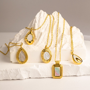 2025 модное Позолоченное колье из нержавеющей стали с длинной цепочкой, Необычное Ожерелье с кулоном из морской раковины для женщин - Product Image 5