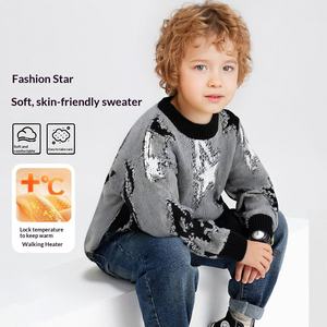 <span class=keywords><strong>Pull</strong></span> décontracté à col rond pour garçons en tricot 100% polyester respirant à motif d'étoiles à paillettes pour l'automne et l'hiver - Product Image 2