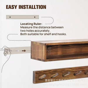 Wall-mounted storage <b>rack</b>, rustic wooden entryway coat <b>rack</b>, hallway <b>shelf</b>, sunglasses and key holder. - Product Image 4