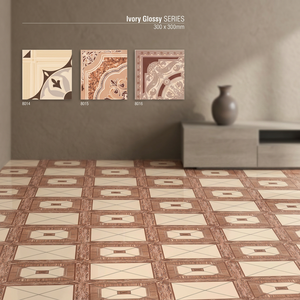 Carreaux de sol en céramique brillants gaufrés numériquement 300x300mm, design perforé, pour intérieur de salle de bain - Product Image 6