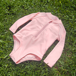 Manufacturer of beach print zipper <b>long</b>-<b>sleeved</b> sun protection girls' <b>swimsuits</b> custom recycled nylon kid swimwear - Product Image 5