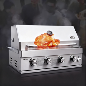 Barbecue intégré en acier inoxydable 304 - Barbecue moderne haut de gamme avec revêtement en poudre, charbon de bois, double combustible, fumoir <span class=keywords><strong>américain</strong></span> - Product Image 1